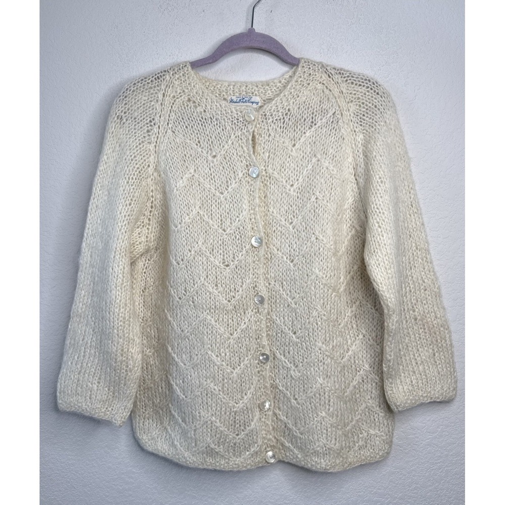 Marshall Field & Company Mohair Wool Knit Cardigan Sweater‎ Sz M* Italy Vintage